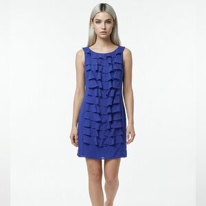 Adrianna Papell Blue Sleeveless Ruffle Dress NWT